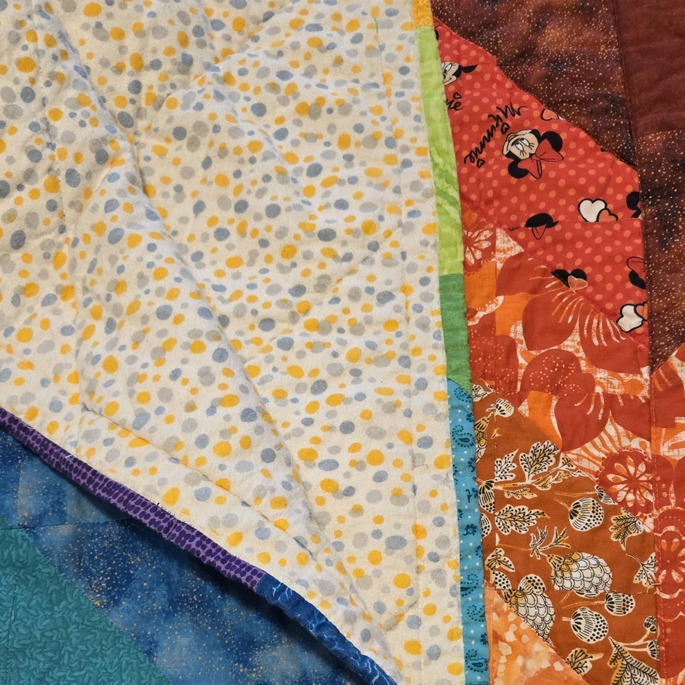 Handmade Vibrant Multicolor Patchwork Quilt ~ 3 x 4